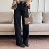 【顺丰包邮】04110 洛诗琳秋冬季新款黑色加绒保暖阔腿牛仔裤253 商品缩略图0