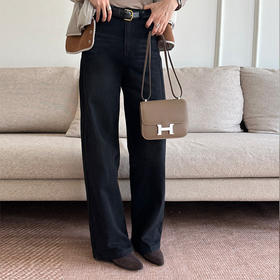 【顺丰包邮】04110 洛诗琳秋冬季新款黑色加绒保暖阔腿牛仔裤253