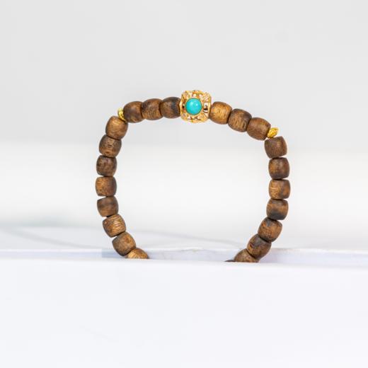 DIY绿棋楠鼓珠手串（单圈） 佩珠：银镀金绿松 商品图1