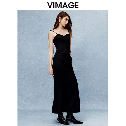 VIMAGE纬漫纪秋冬季新款时尚修身百搭显瘦吊带短上衣V2213836 商品图1