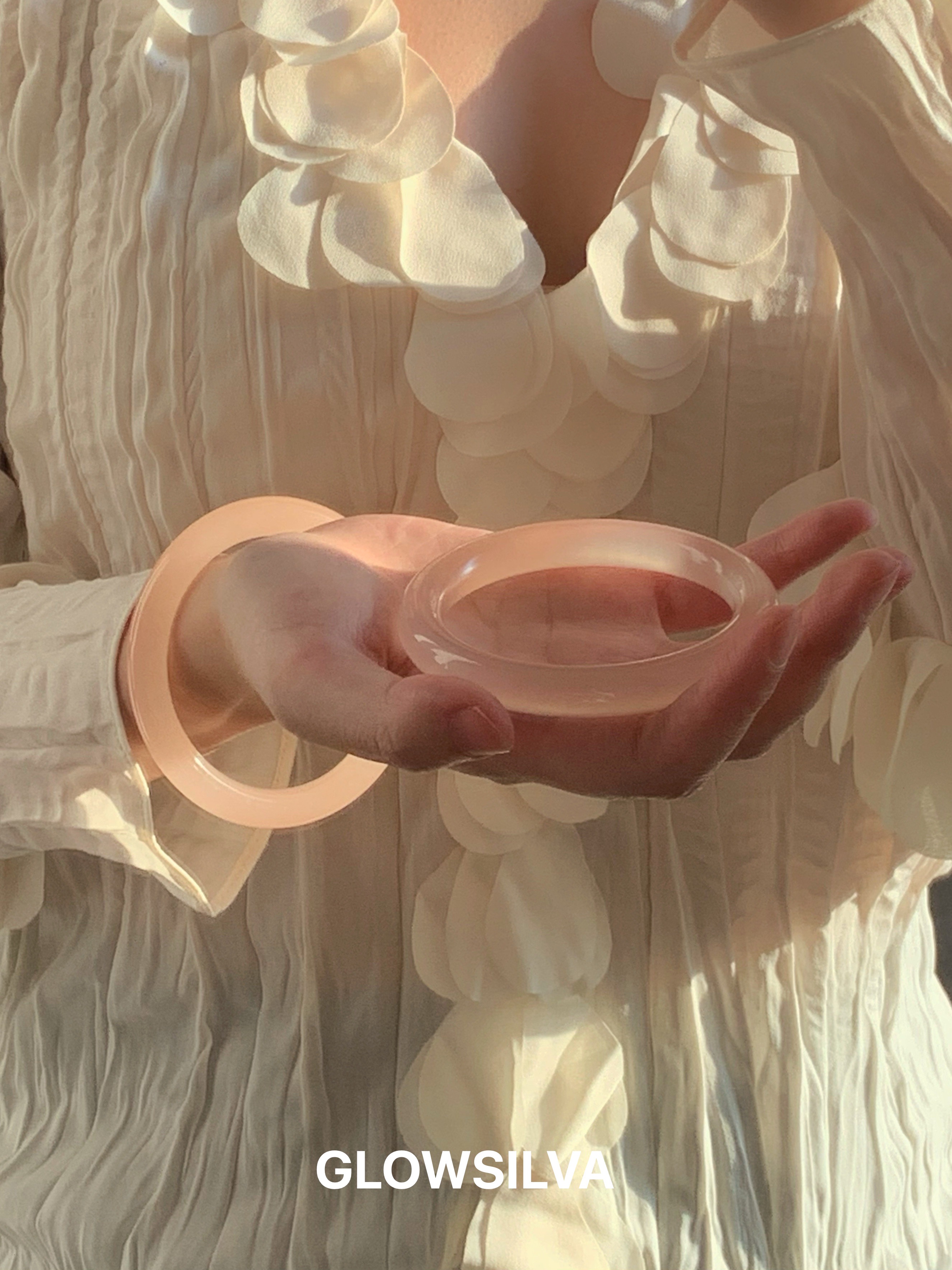 温柔西柚粉 阿富汗玉藕粉手镯