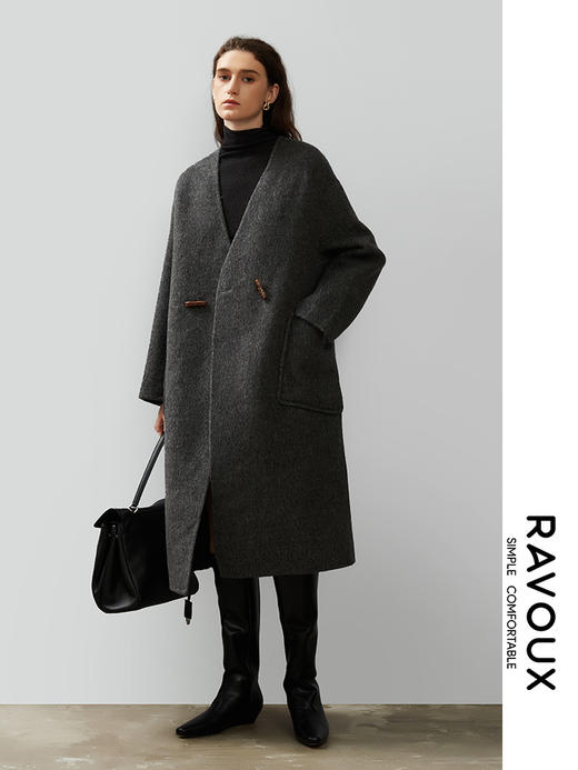 264269907围巾款羊毛混纺阔版大衣 商品图1