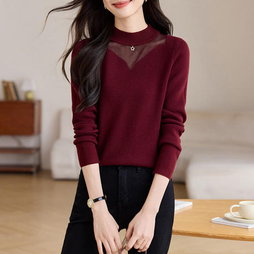 CC-ML-5219加绒加厚毛衣女秋冬2024新款一体绒针织打底衫半高领内搭保暖上衣 商品图0