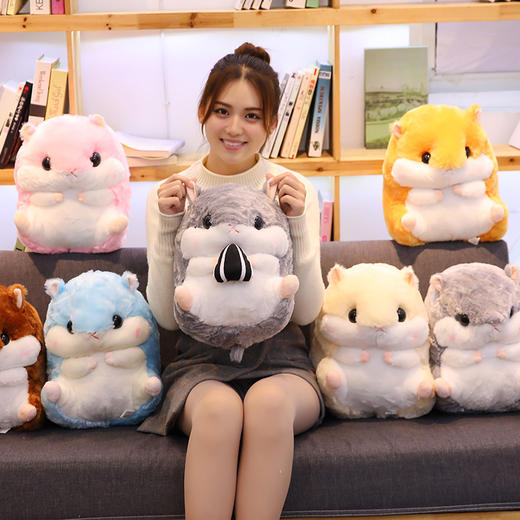 【卡通可爱仓鼠三合一】抱枕毯 暖手抱枕插手毯子两用 公仔毛绒玩具玩偶 商品图0