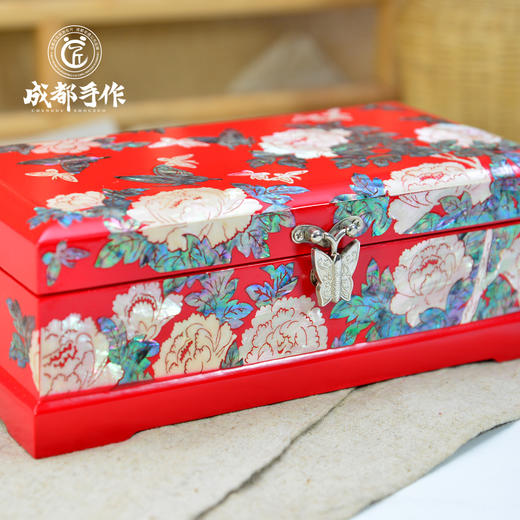 成都手作漆艺首饰盒 中式复古 牡丹花首饰盒 非遗漆艺 四川礼物 商品图2