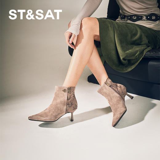 星期六典雅中式风气质尖头时装靴SSC4116369 商品图1