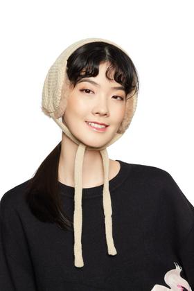 AVA 杏色拼接系带护耳罩 5850