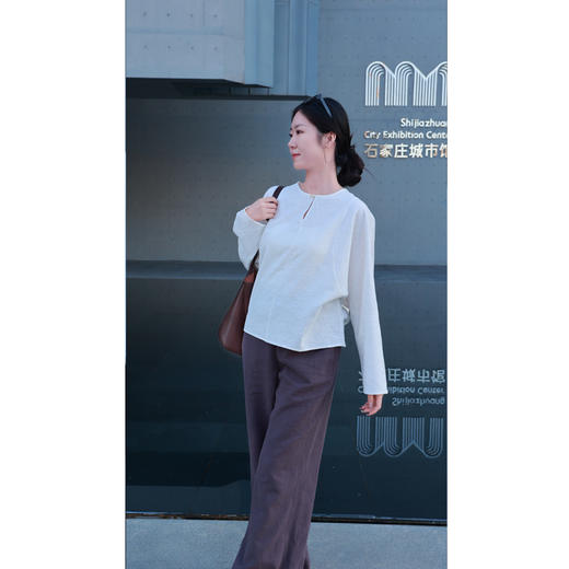 【抖音专属】乐逍遥•新中式上衣（24808021白莲） 商品图2