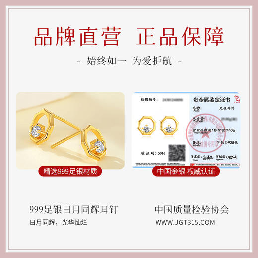 Winy925纯银日月同辉耳钉送女友闺蜜节日生日礼物 商品图5