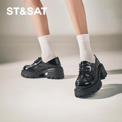 星期六英伦复古可爱蝴蝶结厚底增高乐福SSC3112N07 商品图3