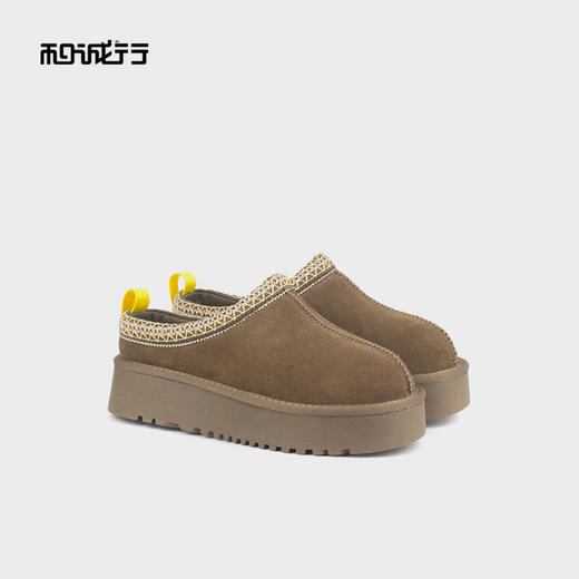 和诚行 2024秋冬新款保暖民族风厚底毛毛拖鞋一脚蹬雪地靴0470195 商品图4