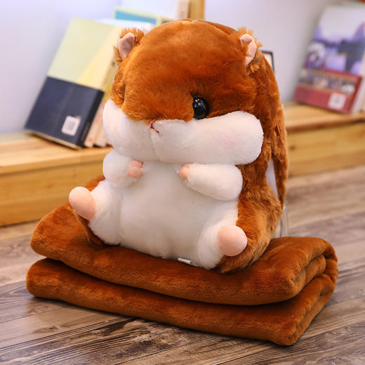 【卡通可爱仓鼠三合一】抱枕毯 暖手抱枕插手毯子两用 公仔毛绒玩具玩偶 商品图8