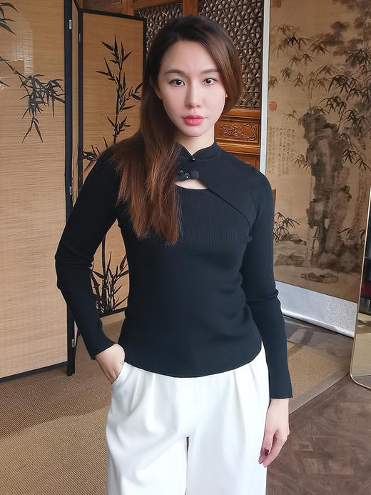 逸红颜明月优选 ##古风针织旗袍领上衣【宛清扬】,有美一人,清扬婉兮 商品图11