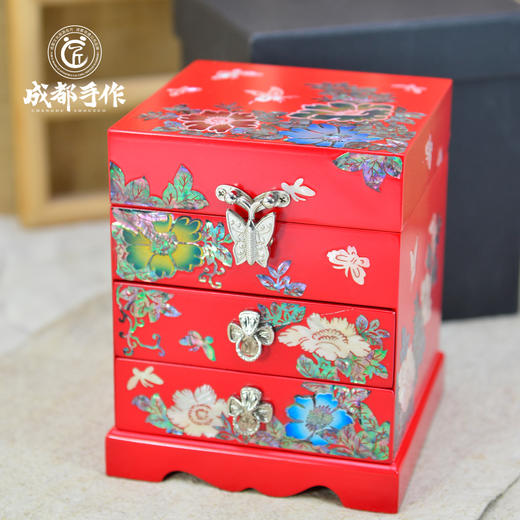 成都手作漆艺首饰盒 中式复古 牡丹花首饰盒 非遗漆艺 四川礼物 商品图7