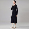 【hr】全新升级【铂金会员441/天猫599/差价158】(15533) 洛诗琳针织翻领百褶连衣裙女秋冬新款收腰显瘦中长款A字裙 商品缩略图3
