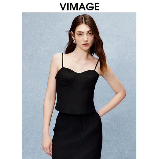 VIMAGE纬漫纪秋冬季新款时尚修身百搭显瘦吊带短上衣V2213836 商品图2
