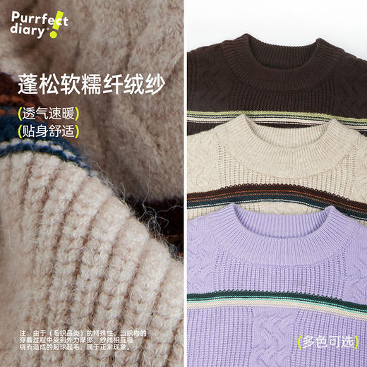 【发热速暖 抗起球纱线】儿童撞色绞花毛衣 PDMY2411 商品图4