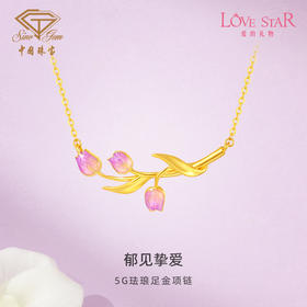 「LOVESTAR-爱的礼物」郁见挚爱足金套链 5G工艺黄金郁金香花朵项链【Y】