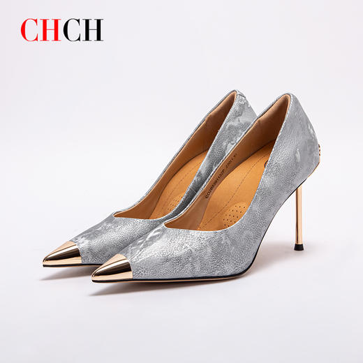 2024秋冬新品CHCH平衡鞋专柜同款牛皮尖头细跟时尚高跟鞋女鞋CO2B5391 商品图4