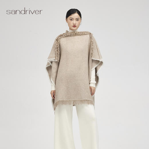 羊绒手工氆氇V领女斗篷SJF96W305N 商品图2