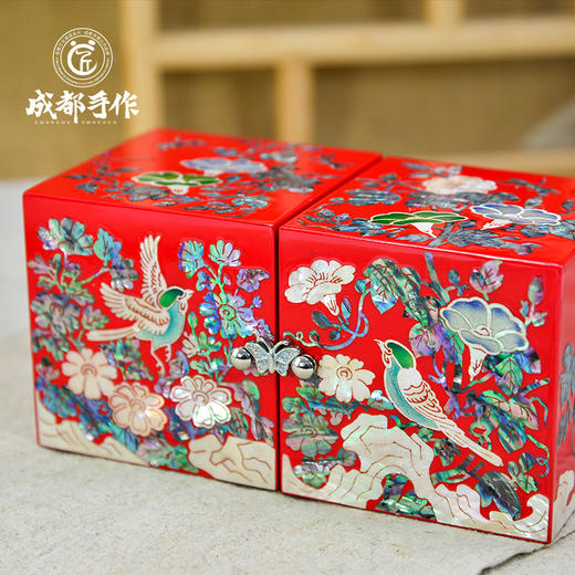 成都手作漆艺首饰盒 中式复古 牡丹花首饰盒 非遗漆艺 四川礼物 商品图5