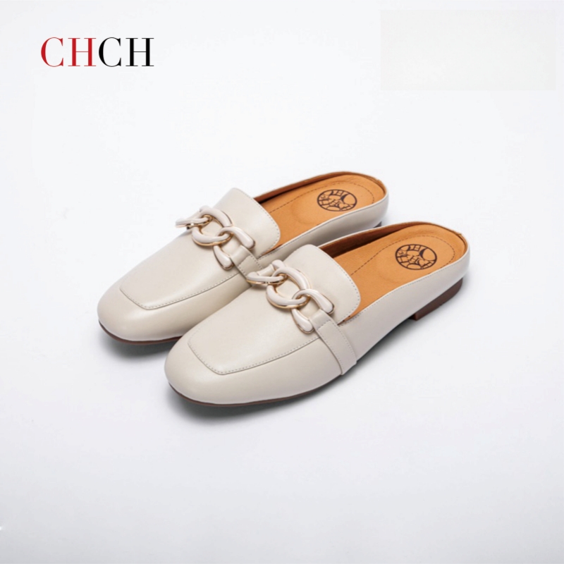 CHCH平衡鞋夏季羊皮金属扣休闲一脚蹬半包女士拖鞋CN1B3071