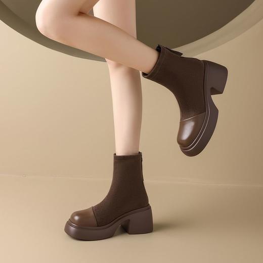 ZHR则则英伦瘦瘦靴厚底时尚百搭小短靴2024新款气质短筒靴ins女靴 商品图8