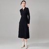 【hr】全新升级【铂金会员441/天猫599/差价158】(15533) 洛诗琳针织翻领百褶连衣裙女秋冬新款收腰显瘦中长款A字裙 商品缩略图0