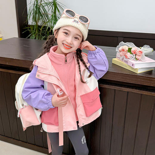 【科技三防面料，给孩子不一样的穿衣体验】女童冲锋衣外套 秋冬新款 儿童三合一可拆卸 女宝宝秋装加厚衣服外套-QQ 商品图7
