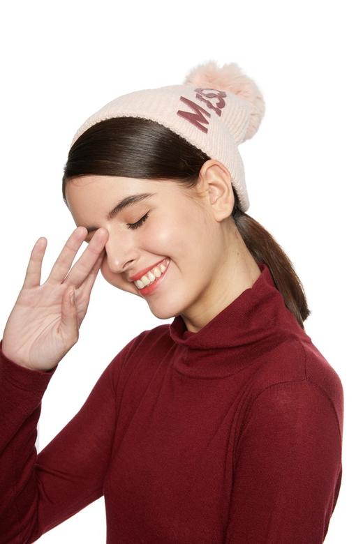 OCTAVIA 字母毛球粉色针织帽 5648 商品图0