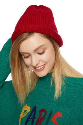 OCTAVIA 红色卷边针织帽 5304