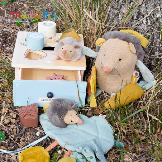 Moulin Roty 刺猬玩偶 多功能/启蒙玩偶 适用年龄0岁以上 内置摇铃 哈哈镜 三只邦尼兔系列 法国品牌-678075 商品图4
