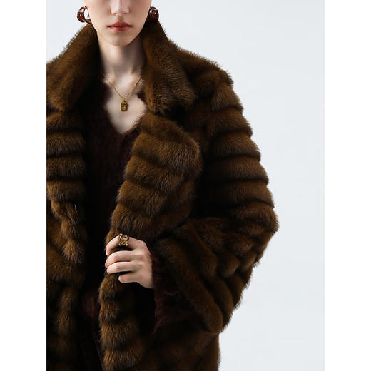 COCOBELLA奢华质感仿貂绒环保皮草丰盈毛感保暖大衣FU3007-2 商品图2