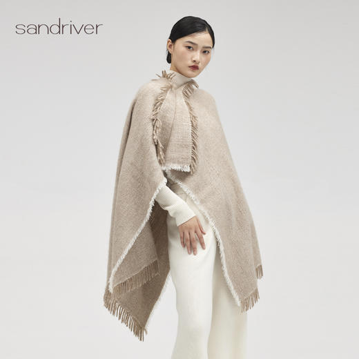 羊绒手工氆氇V领女斗篷SJF96W305N 商品图3