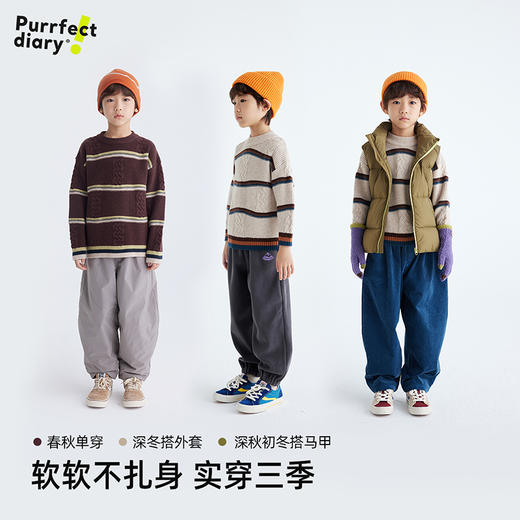 【发热速暖 抗起球纱线】儿童撞色绞花毛衣 PDMY2411 商品图1