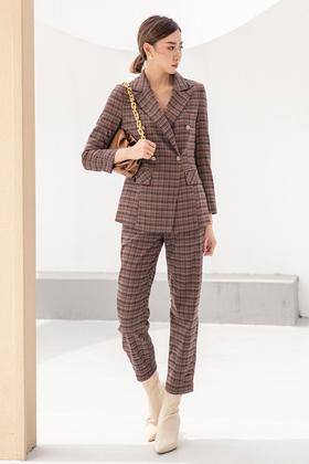 ESTELLICA 英伦风格纹西装九分裤套装 14369