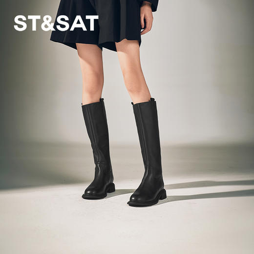 星期六经典百搭厚底增高长筒骑士靴SSC4117475 商品图2