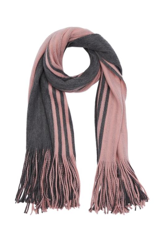 SUMMER & SAGE 灰粉条纹流苏围巾 5006 商品图1