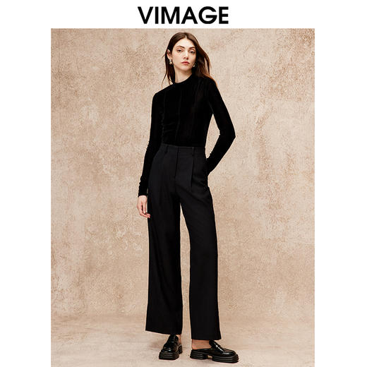 VIMAGE纬漫纪气质立领舒适柔软打底百搭上衣冬新款V2213838 商品图1