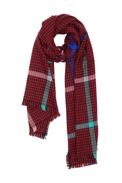 AVA 酒红色千鸟格围巾 5630 商品图1
