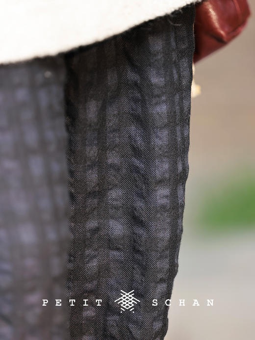 PETIT SCHAN小闪 CLO#635 Like Shadows 如影随行 澳毛亚麻格纹松紧腰阔腿萝卜裤 商品图2