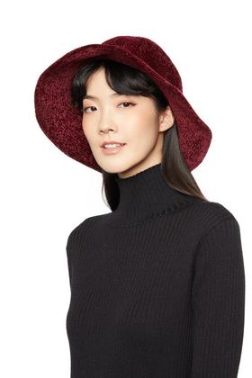 SUMMER & SAGE 复古酒红小盆帽 5687