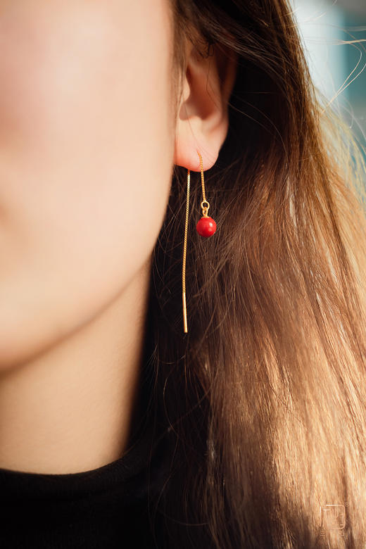 高含量朱砂圆珠多用长链+朱砂耳饰套组 商品图9