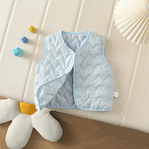 【49/任选2件】韩版宝宝冬季新款夹棉保暖外出幼儿波浪纹暖背外出马甲聚 商品图3