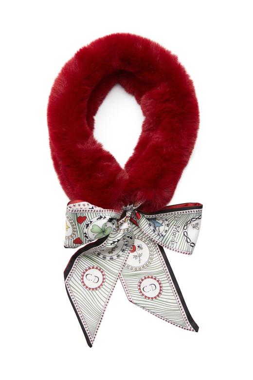 SUMMER & SAGE 拼接毛绒酒红围巾 5852 商品图1