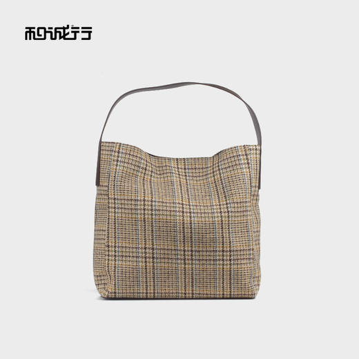 和诚行 2024新款毛呢大容量托特包时尚千鸟格纹单肩腋下包3920042 商品图4