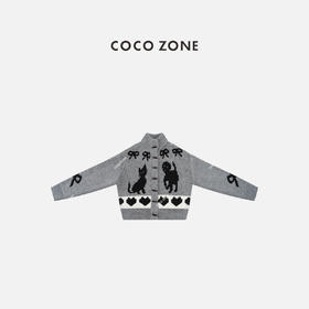 COCO ZONE 秋冬设计感立领针织衫牛角扣开衫上衣CC2C2257