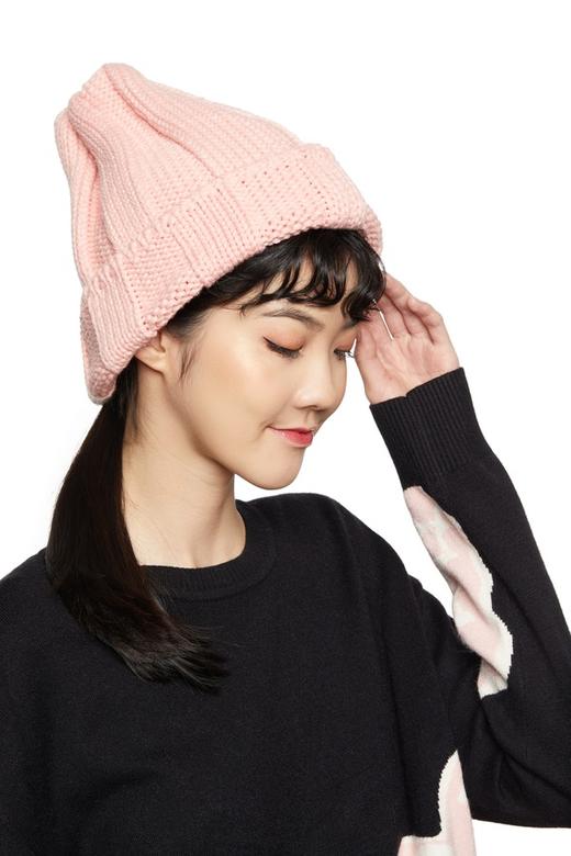 SUMMER & SAGE 粉色卷边针织帽 5855 商品图0
