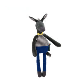 Moulin Roty 灰色小驴手摇铃 启蒙玩偶 适用年龄0岁以上 内置摇铃 柔软绒布 森林里的红苹果树系列 法国品牌-675005