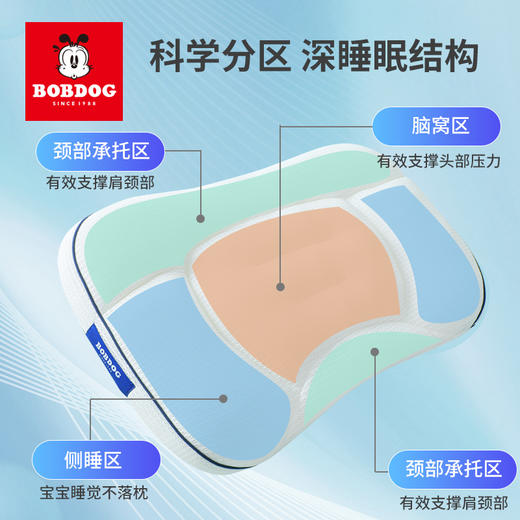 巴布豆第四代新升级儿童护颈护脊分区枕 高弹支撑 柔软舒适 儿童枕 宝宝幼儿园小学生专用 100% 商品图4